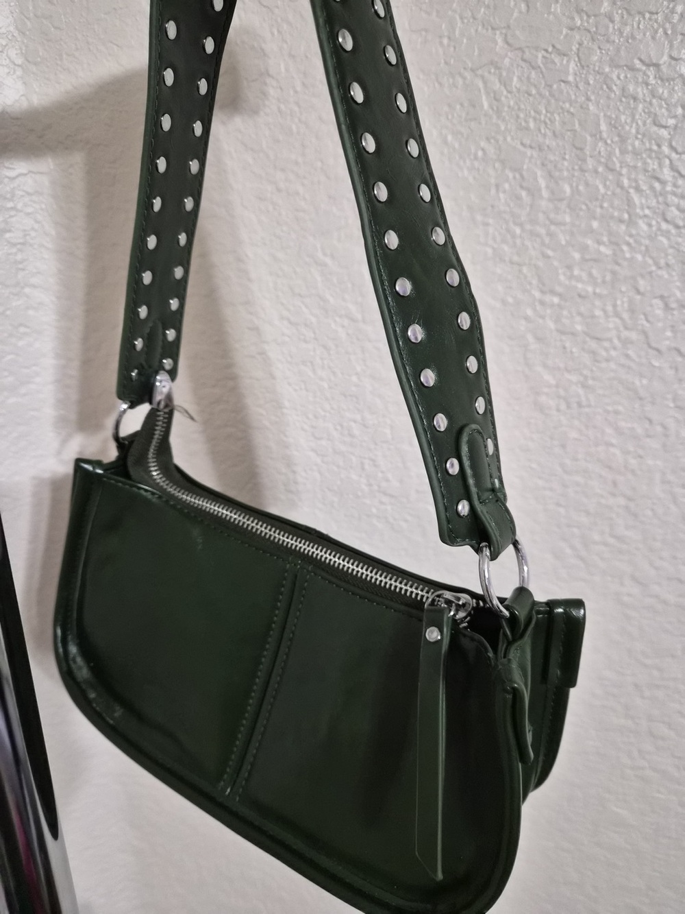 Edikted Dark Green Studded Shoulder Bag